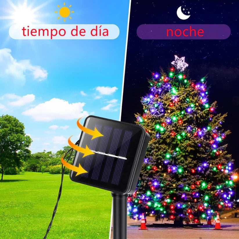 LUCES NAVIDEÑAS CON PANEL SOLAR